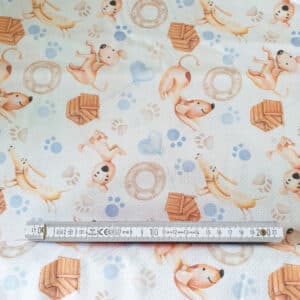 Baumwollstoff Hunde blau ab 0.5m