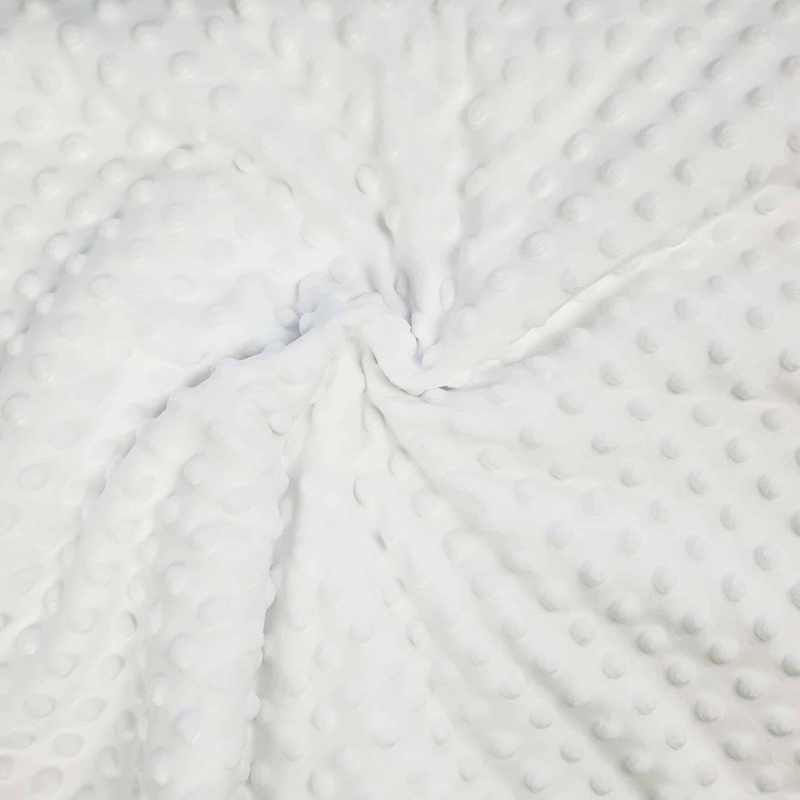 Minkyplüsch weiss mit Dots ab 0.5m