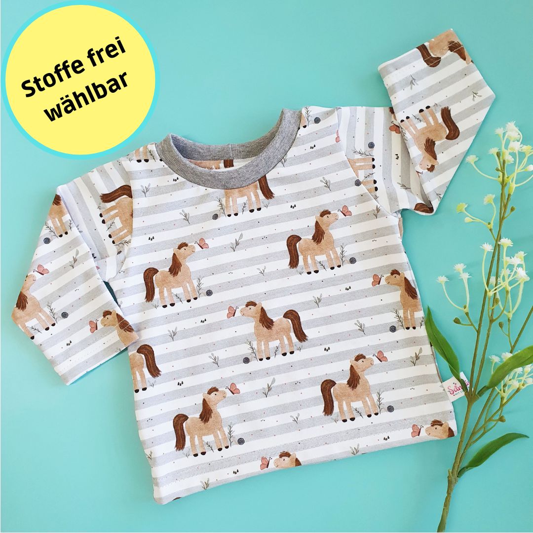 Langarmshirt aus Jersey Gr. 56 - 134 (Stoffwahl)