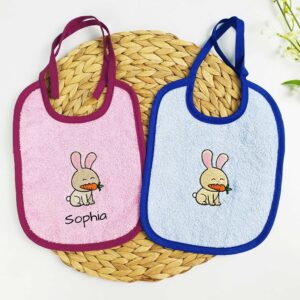 Baby Lätzchen zum binden BLAU mit Hase