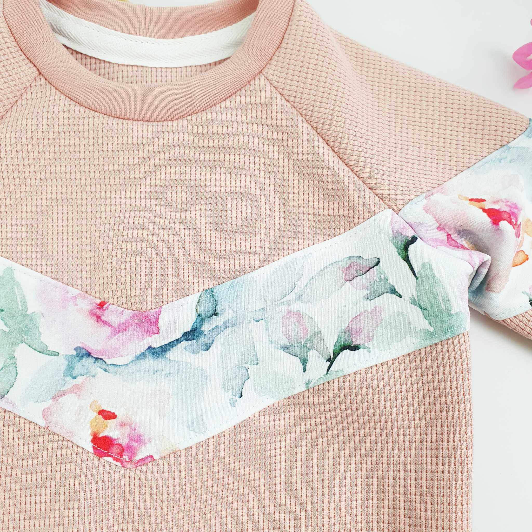 Sweater Colorblocking rosa Blumen Gr. 86 – Bild 3