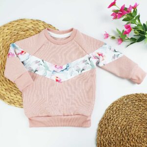 Sweater Colorblocking rosa Blumen Gr. 86