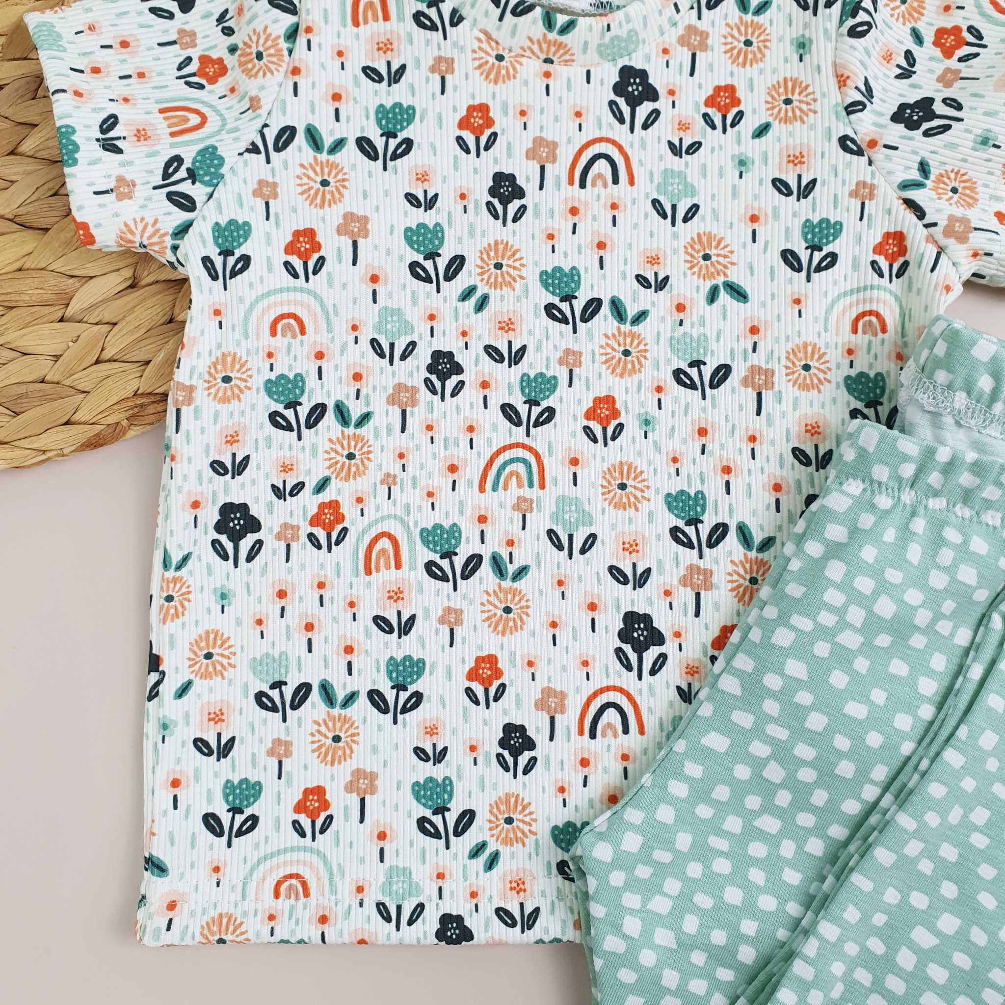 Rib Shirt Blumen mit Regenbogen Gr. 74 – Bild 3