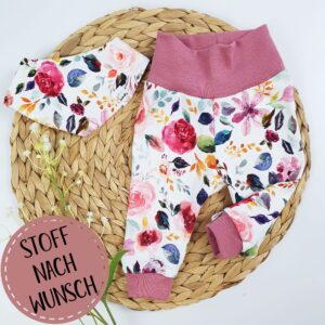 Baby Leggings mit Bündchen Gr. 56 - 98 (Stoff nach Wunsch)