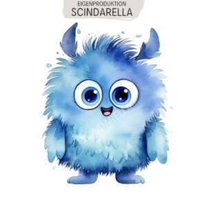 Bügelbild Monster blau 8.5x7cm