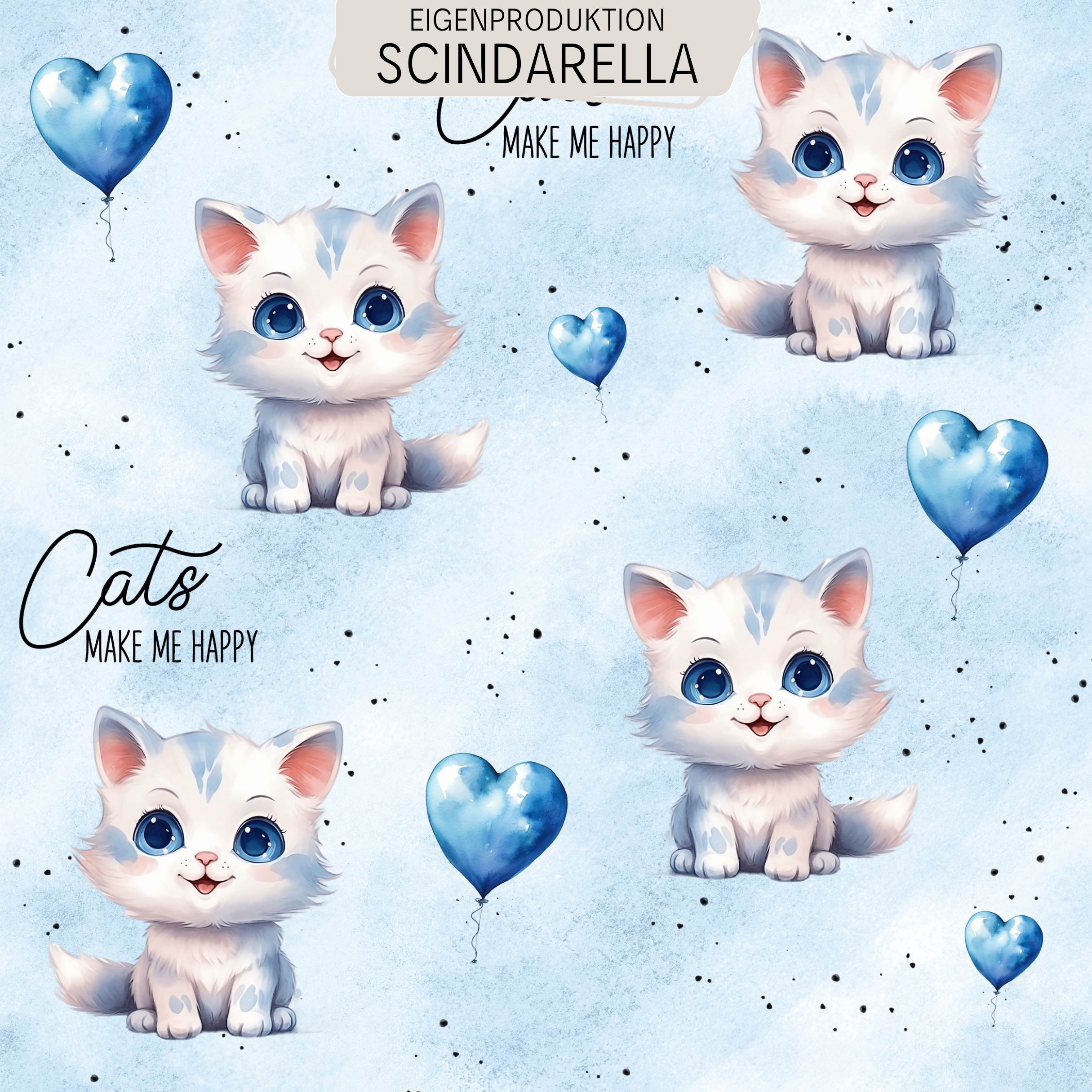 French Terry Katze blau ab 0.5m