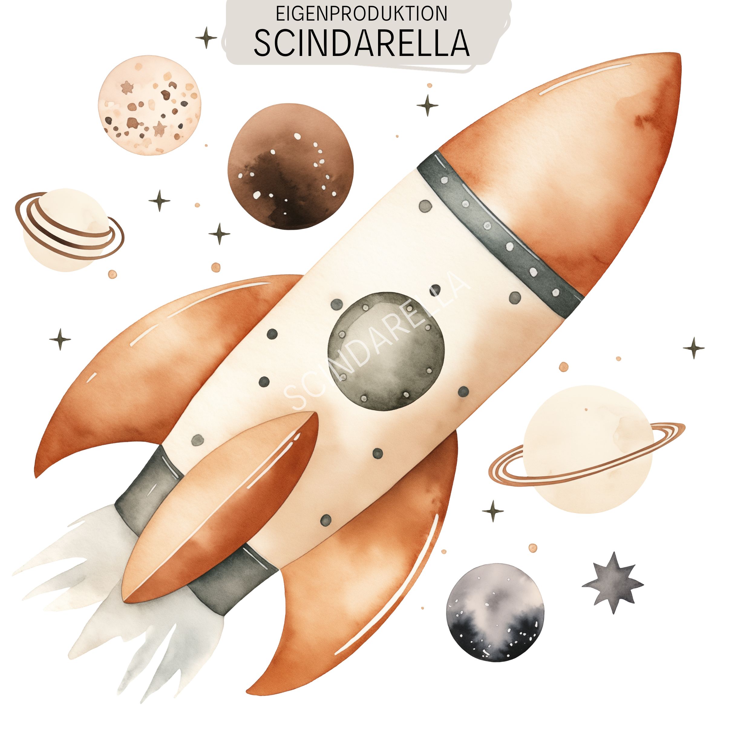 Bügelbild Rakete 1 (2 Grössen)