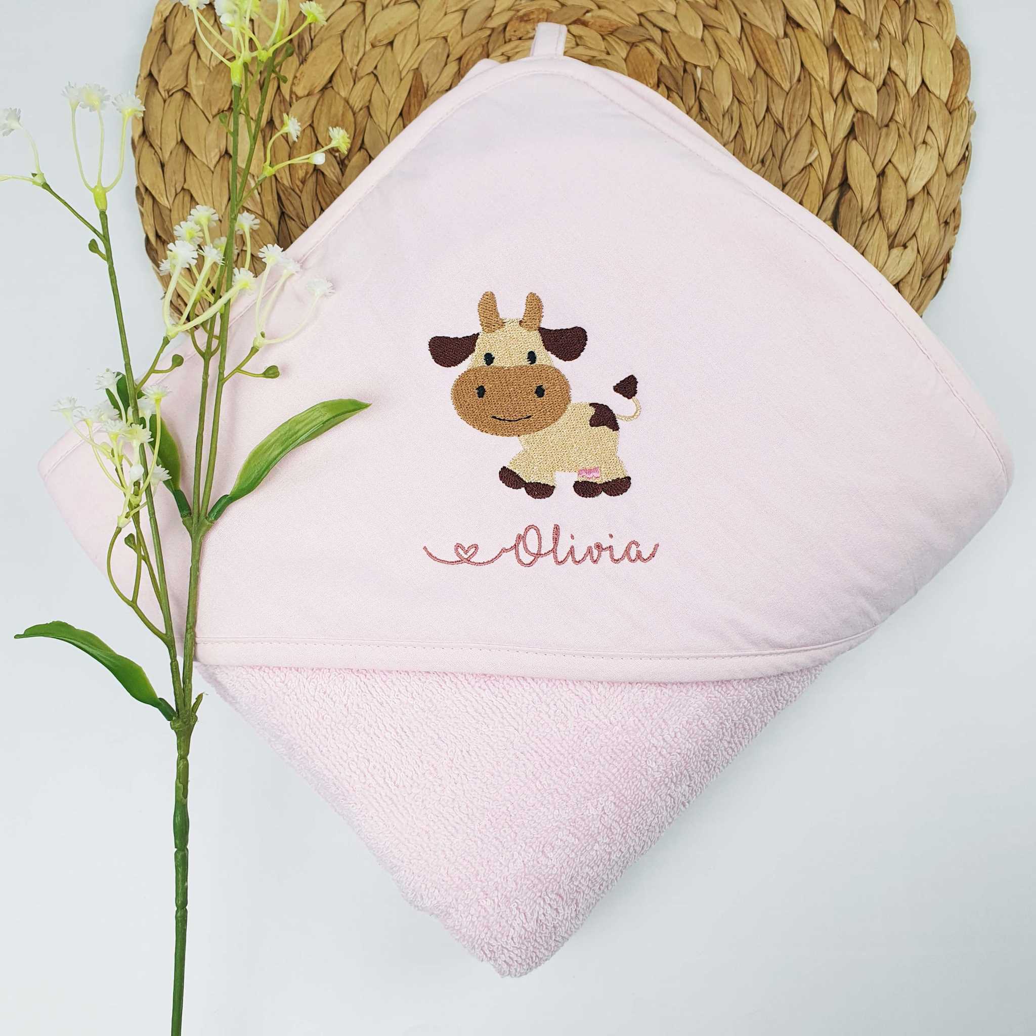 Kapuzenhandtuch / Babybadetuch Kuh – Bild 2