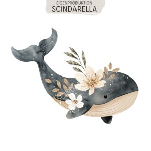 Bügelbild Boho Walfisch
