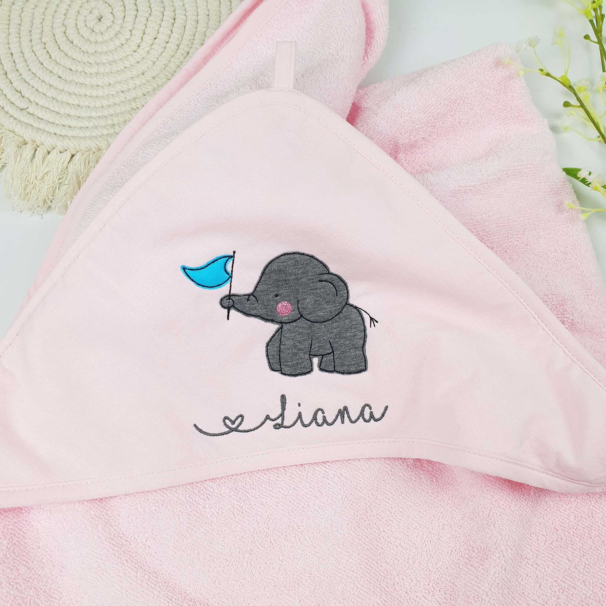 Kapuzenhandtuch / Babybadetuch Elefant – Bild 3