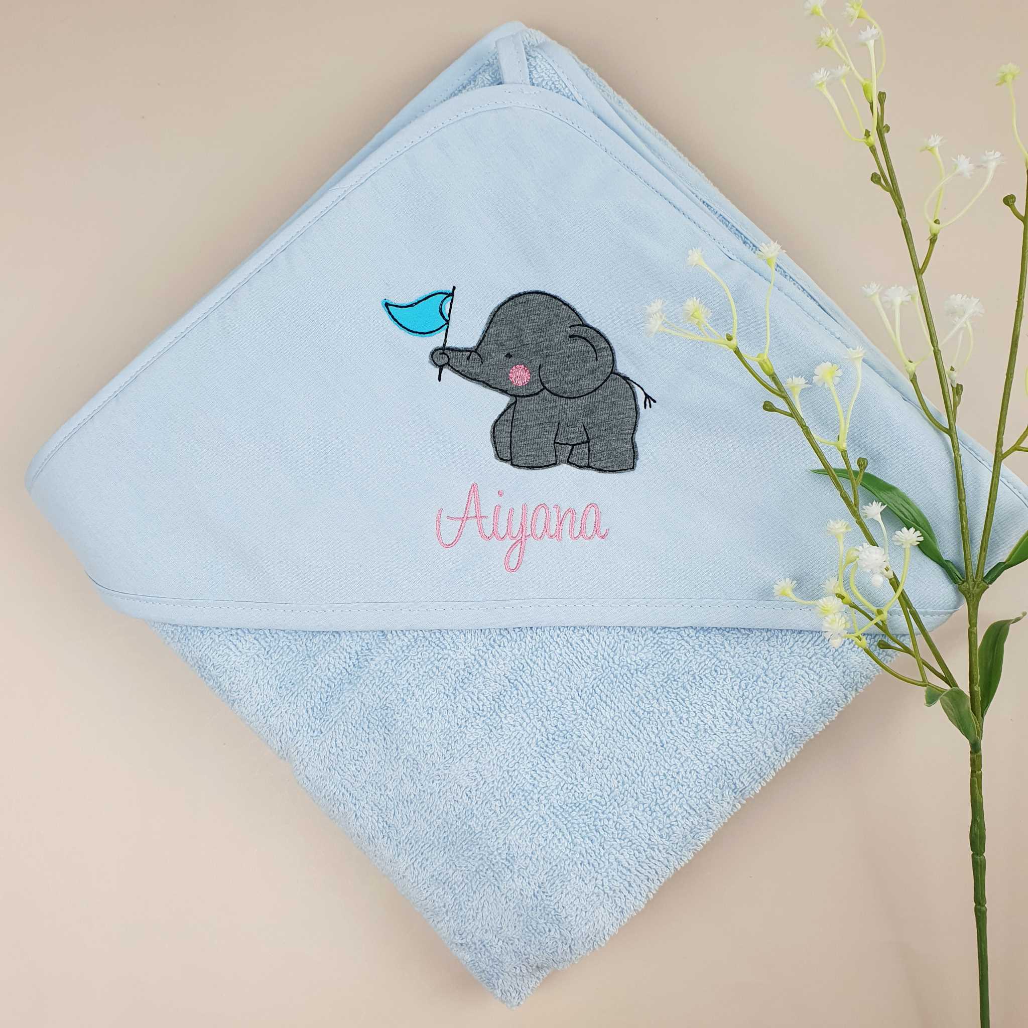Kapuzenhandtuch / Babybadetuch Elefant – Bild 8
