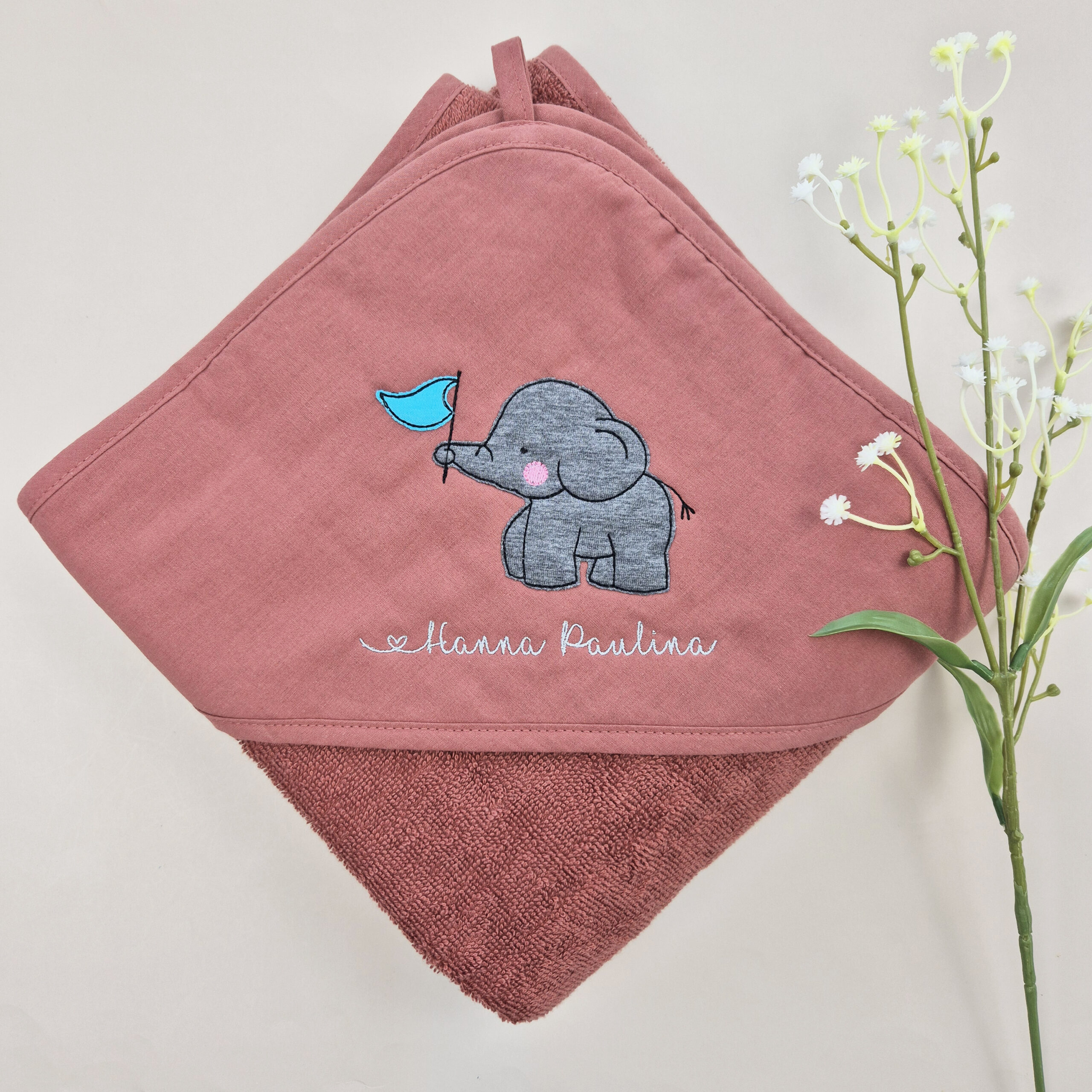Kapuzenhandtuch / Babybadetuch Elefant – Bild 10