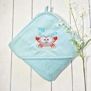 Kapuzenhandtuch / Babybadetuch Krabbe aqua